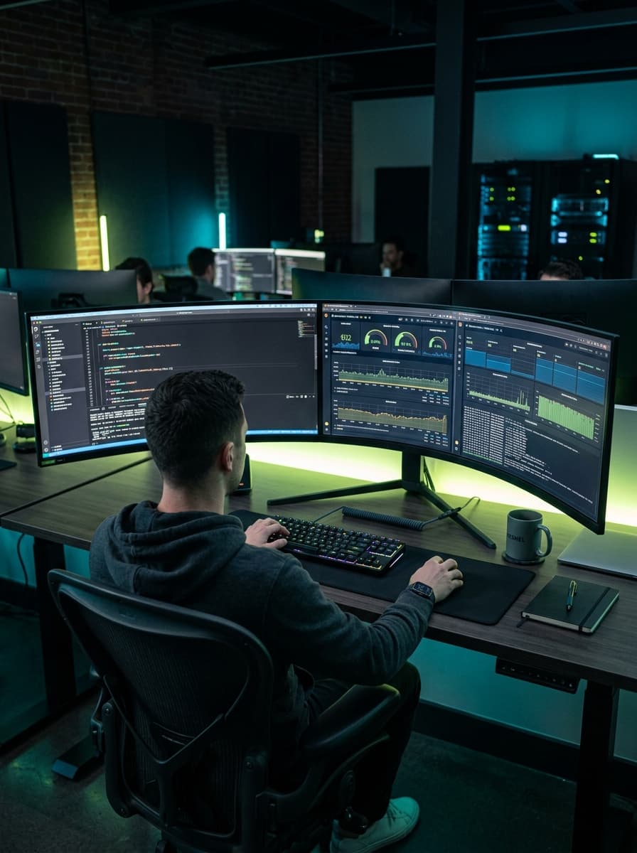 Ingegnere del software al lavoro su architetture Next.js e codice proprietario