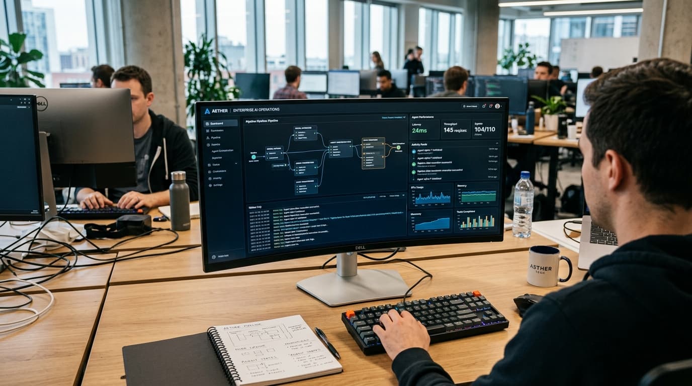 Dashboard di controllo operazioni AI, telemetria agenti e monitoraggio workflow in tempo reale